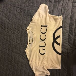 Gucci Ivory Tee with Bold Black Emblem